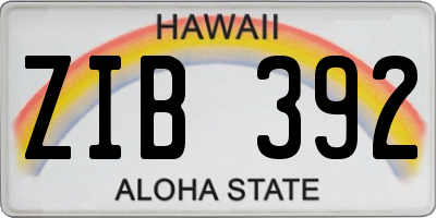 HI license plate ZIB392