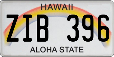 HI license plate ZIB396