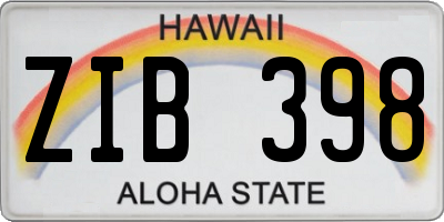 HI license plate ZIB398
