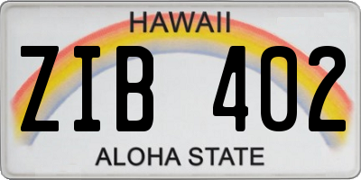 HI license plate ZIB402