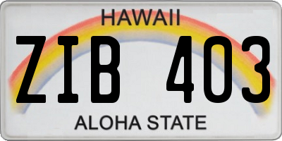 HI license plate ZIB403
