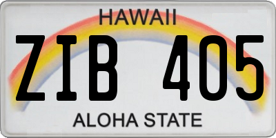HI license plate ZIB405