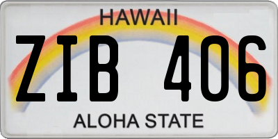 HI license plate ZIB406
