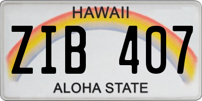 HI license plate ZIB407