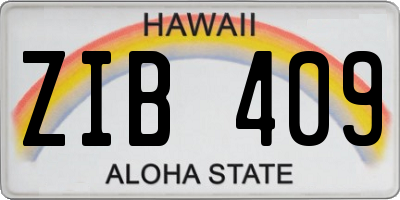 HI license plate ZIB409