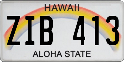 HI license plate ZIB413