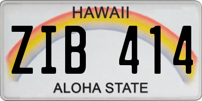 HI license plate ZIB414