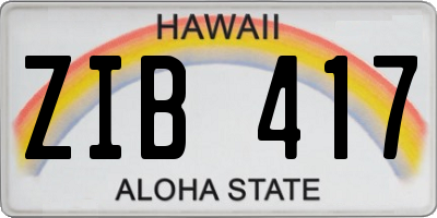 HI license plate ZIB417