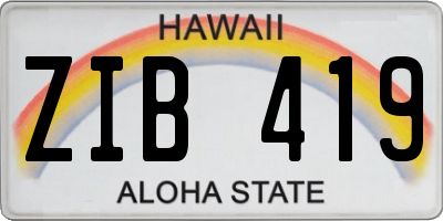 HI license plate ZIB419