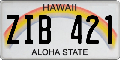 HI license plate ZIB421