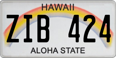 HI license plate ZIB424