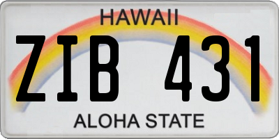 HI license plate ZIB431