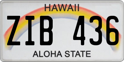 HI license plate ZIB436