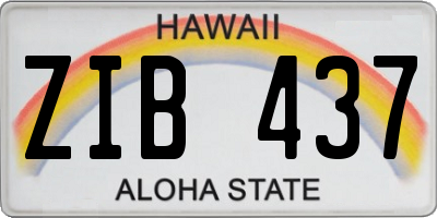 HI license plate ZIB437