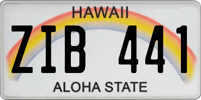 HI license plate ZIB441