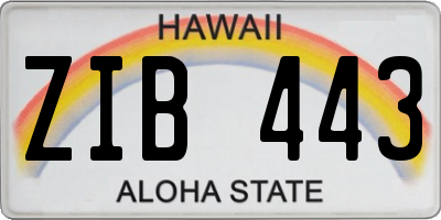 HI license plate ZIB443
