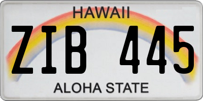 HI license plate ZIB445