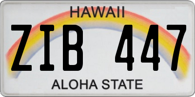 HI license plate ZIB447