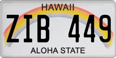 HI license plate ZIB449