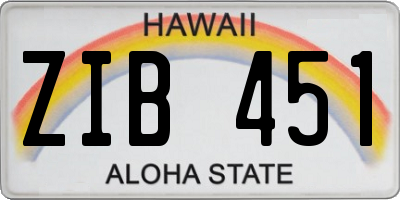 HI license plate ZIB451