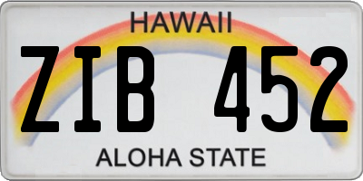 HI license plate ZIB452