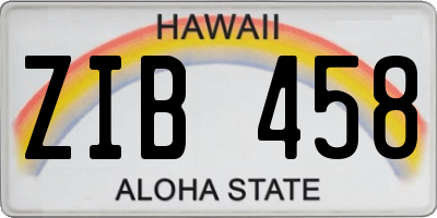 HI license plate ZIB458
