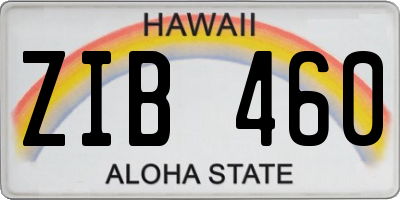 HI license plate ZIB460