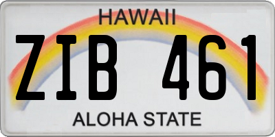 HI license plate ZIB461