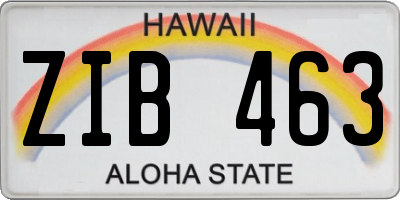 HI license plate ZIB463