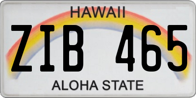 HI license plate ZIB465