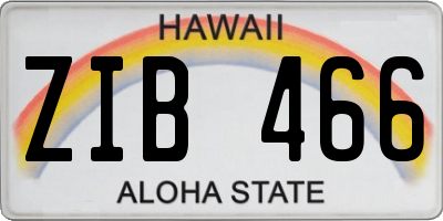 HI license plate ZIB466