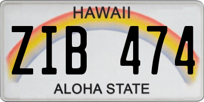 HI license plate ZIB474