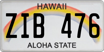 HI license plate ZIB476