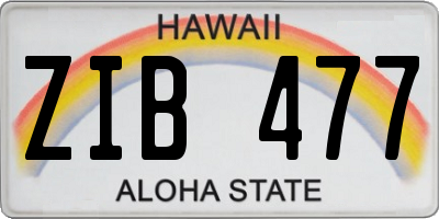 HI license plate ZIB477