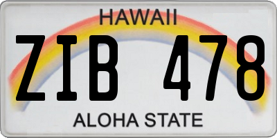 HI license plate ZIB478