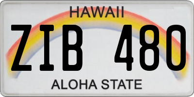 HI license plate ZIB480