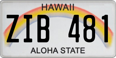 HI license plate ZIB481