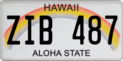 HI license plate ZIB487