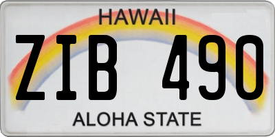 HI license plate ZIB490