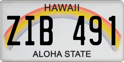 HI license plate ZIB491