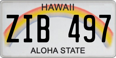 HI license plate ZIB497