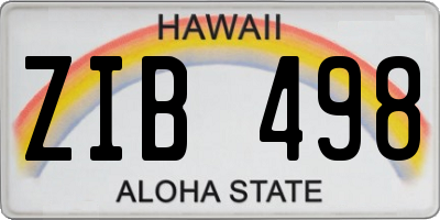 HI license plate ZIB498