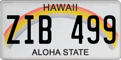 HI license plate ZIB499
