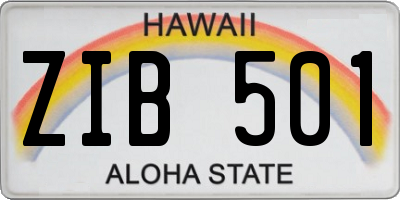 HI license plate ZIB501