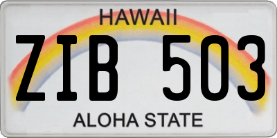 HI license plate ZIB503
