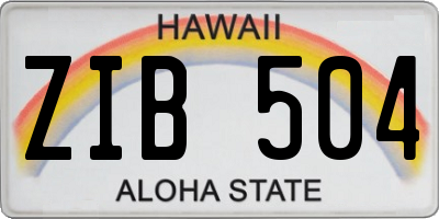 HI license plate ZIB504