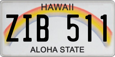 HI license plate ZIB511