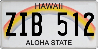 HI license plate ZIB512