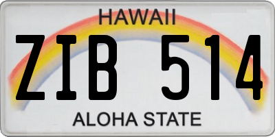 HI license plate ZIB514