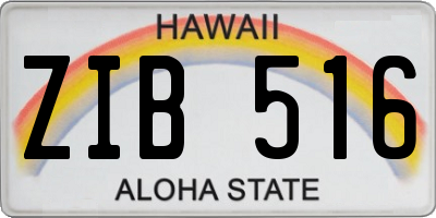 HI license plate ZIB516